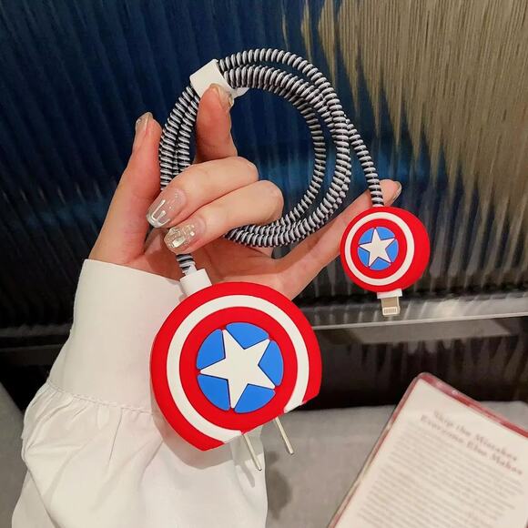Captain America iPhone Charger Cover Cable Protectors P03 - Picture 1 of 1